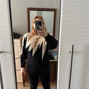 Stylish Black and Cream Sweater